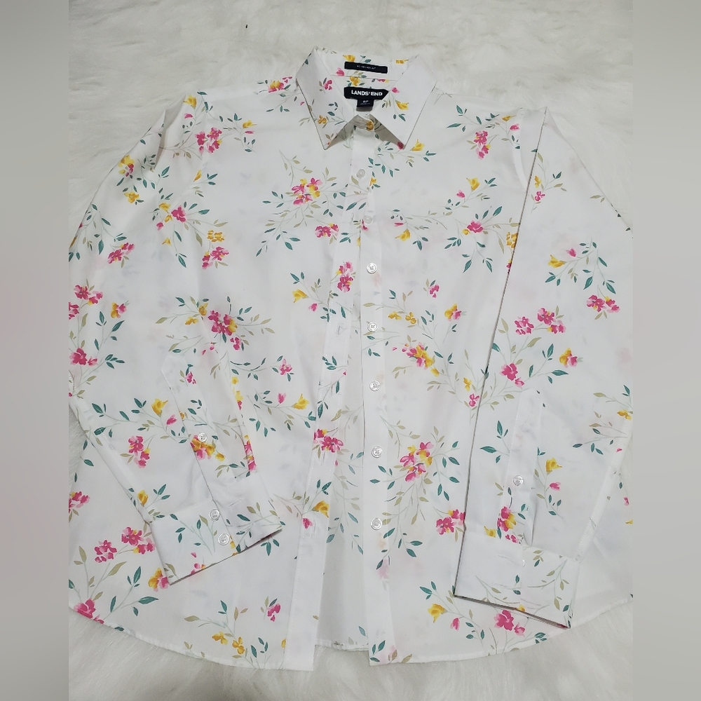 Lands' End Floral Multicolor Shirt